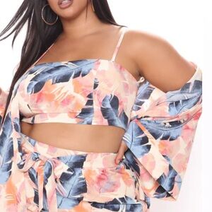 Fashion Nova Keep Calm Honey Top Cream Tropical,1X